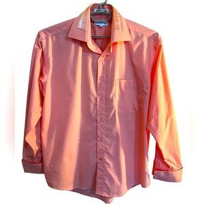 Karl Knox Single Needle Tailoring French Cuff Peach Color Shirt Size 16.5